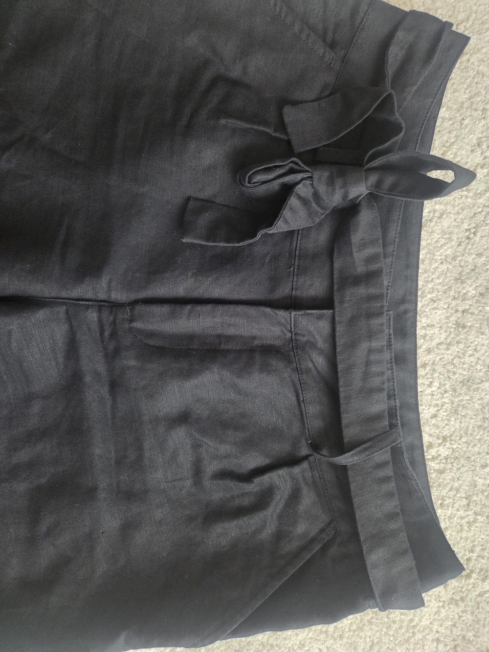 Avec Les Filles Black Tie-Waist Linen Blend Pants